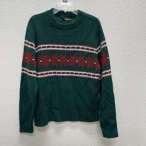 ALPS Knitmeister Adult Large L Sweater Vintage Wool Green Poinsettia Christmas